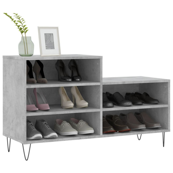 Mueble zapatero madera contrachapada gris hormigón 102x36x60 cm M 3