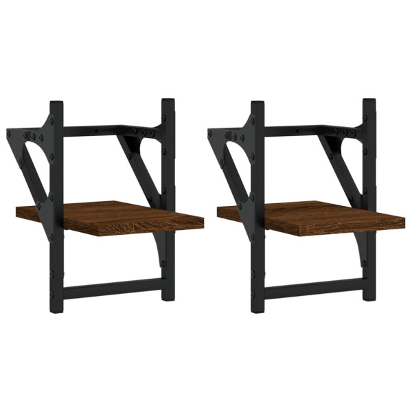 Estantes de pared con barras 2 uds marrón roble 20x25x30 cm M 2