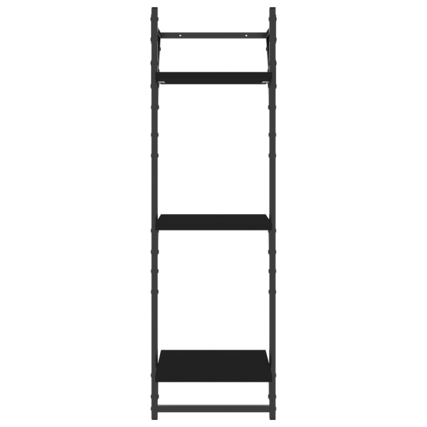 Estante 3 prateleiras parede c/ barras 2 pcs 30x25x100 cm preto M 5