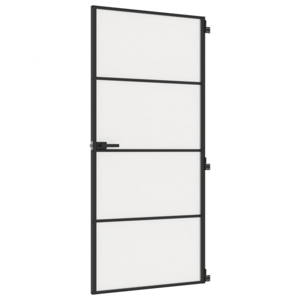 Puerta interior delgada negra vidrio y aluminio 93x201.5 cm M 2