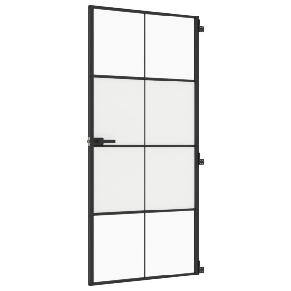 Puerta interior delgada negra vidrio y aluminio 93x201.5 cm M 2