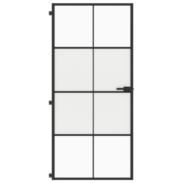 Puerta interior delgada negra vidrio y aluminio 93x201.5 cm M 3