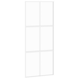 Puerta corredera vidrio templado y aluminio blanca 90x205 cm H