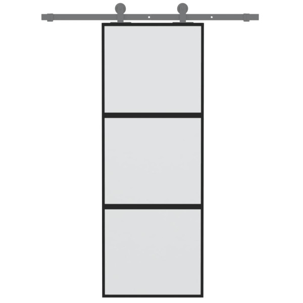 Puerta corredera vidrio templado y aluminio negra 76x205 cm M 3