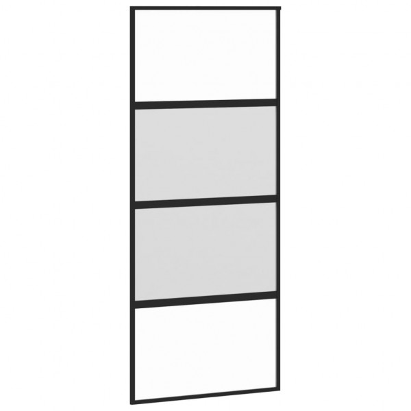 Puerta corredera vidrio templado y aluminio negra 90x205 cm M 2