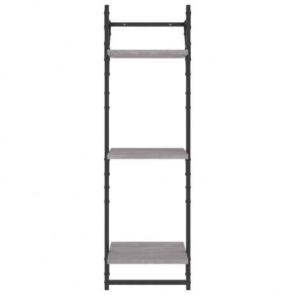Estantes pared 3 niveles barras 2 uds gris Sonoma 30x25x100 cm M 5
