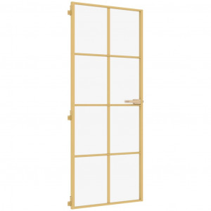 Puerta de interior dorada vidrio templado y aluminio 83x201.5cm H