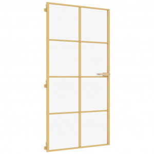 Puerta interior dorada vidrio templado aluminio 102.5x201.5 cm H