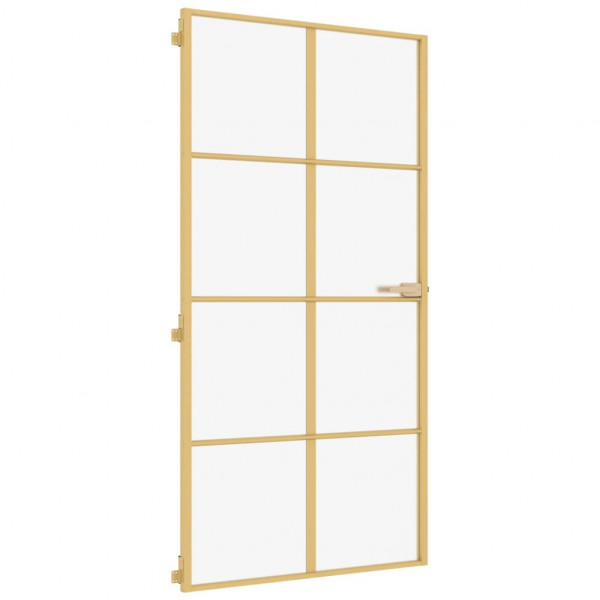 Puerta interior dorada vidrio templado aluminio 102.5x201.5 cm M 2