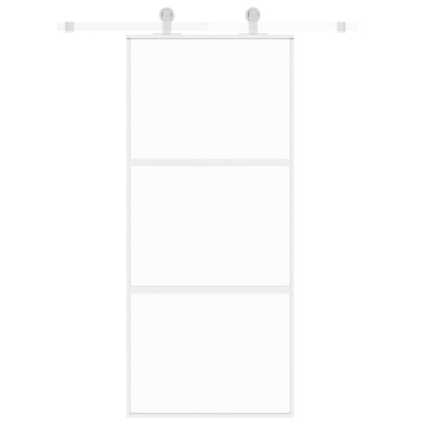 Puerta corredera vidrio templado y aluminio blanca 90x205 cm M 3