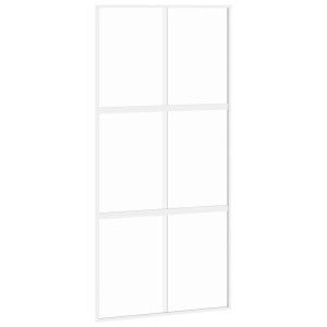 Puerta corredera vidrio templado y aluminio blanca 102.5x205 cm H