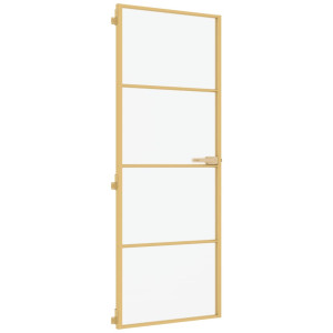 Puerta de interior dorada vidrio templado y aluminio 76x201.5cm H