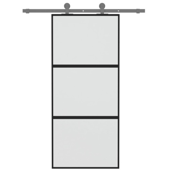 Puerta corredera vidrio templado y aluminio negra 90x205 cm M 3