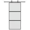 Puerta corredera vidrio templado y aluminio negra 90x205 cm 3