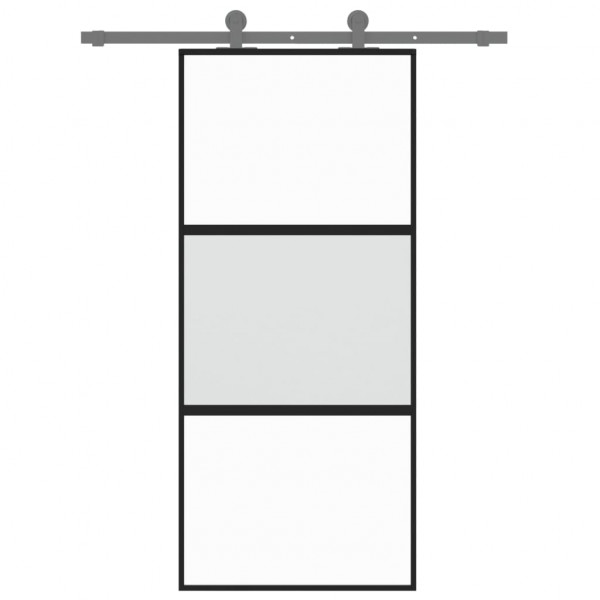 Puerta corredera vidrio templado y aluminio negra 90x205 cm M 3