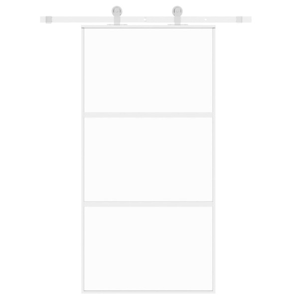 Porta deslizante 102.5x205 cm vidro temperado e alumínio branco M 3