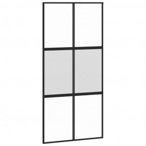 Puerta corredera vidrio templado y aluminio negra 102.5x205 cm H