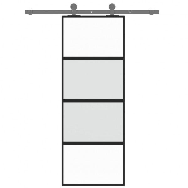 Puerta corredera vidrio templado y aluminio negra 76x205 cm M 3