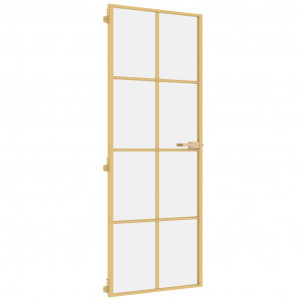 Puerta de interior dorada vidrio templado y aluminio 76x201.5cm H