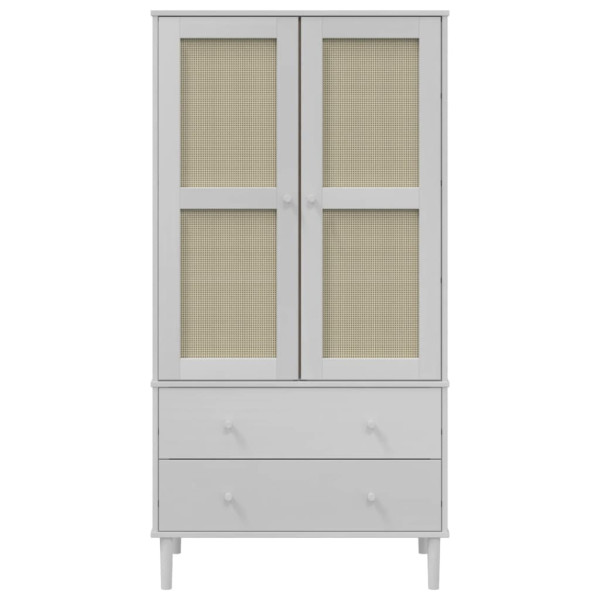 Roupeiro SENJA aspeto vime 90x55x175 cm pinho maciço branco M 5