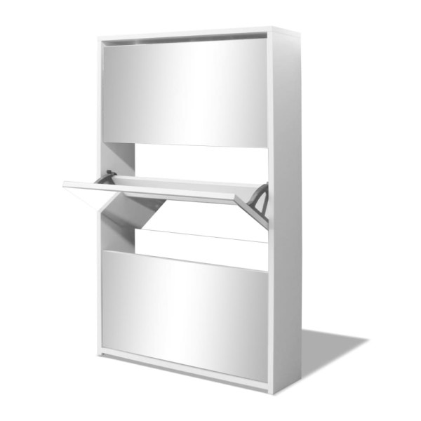 Mueble zapatero 3 niveles y espejo blanco 63x17x102.5 cm M 4