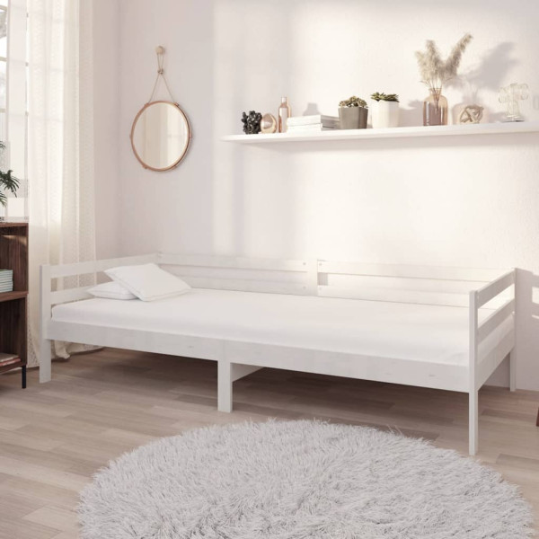 Sofá-cama com colchão 90x200 cm pinho maciço branco M 2