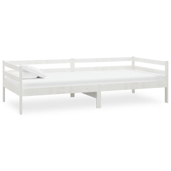Sofá cama con colchón madera de pino maciza blanco 90x200 cm M 4