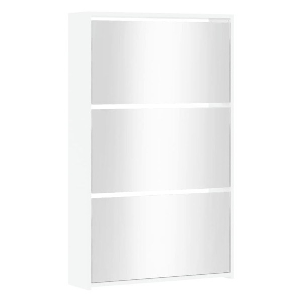 Sapateira + espelho 3 divisórias 63x17x102.5cm branco brilhante M 3