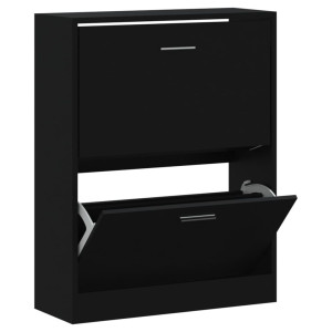 Mueble zapatero madera contrachapada negro 63x24x81 cm H