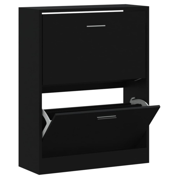 Mueble zapatero madera contrachapada negro 63x24x81 cm M 2