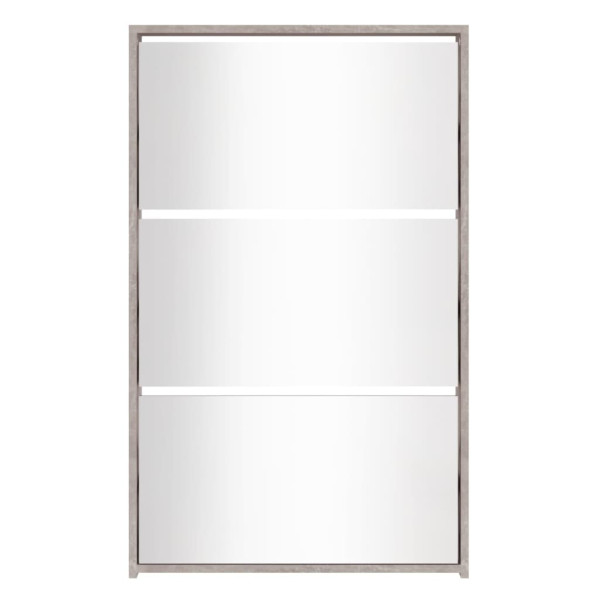 Mueble zapatero y espejo 3 niveles gris hormigón 63x17x102.5 cm M 4