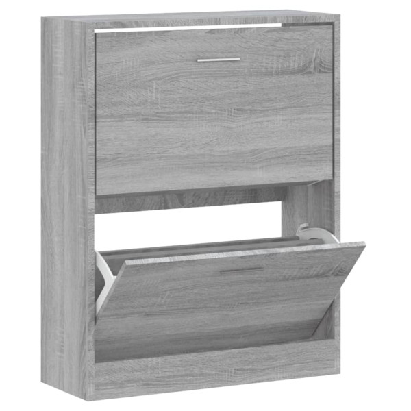 Mueble zapatero madera contrachapada gris Sonoma 63x24x81 cm M 2