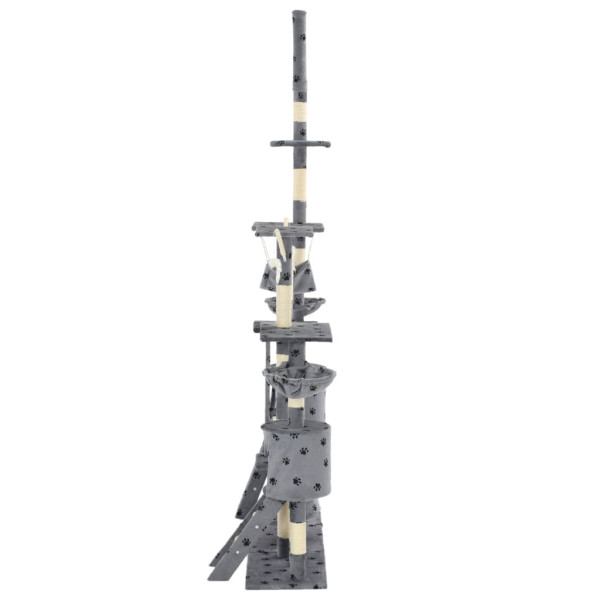 Rascador para gatos con poste de sisal 230-250 cm huellas gris M 4