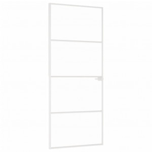 Puerta de interior vidrio templado y aluminio blanco 83x201.5cm H