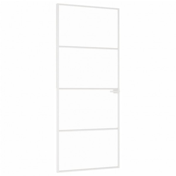 Puerta de interior vidrio templado y aluminio blanco 83x201.5cm M 2