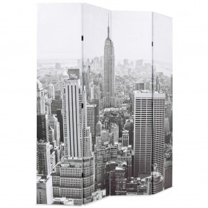 Biombo divisor plegable 160x170 cm Nueva York blanco y negro H