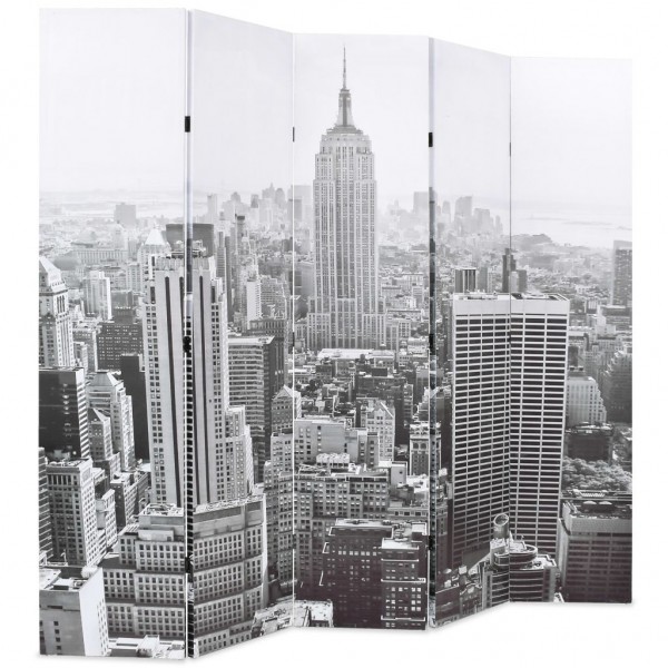 Biombo divisor plegable 200x170 cm Nueva York blanco y negro M 3