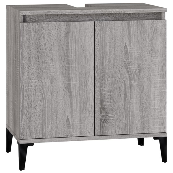 Set de muebles de baño 3 pzas madera contrachapada gris sonoma M 5
