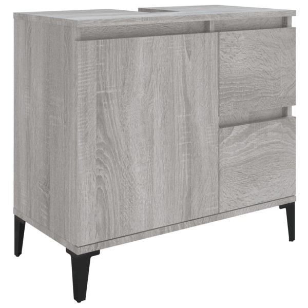 Set de muebles de baño 3 pzas madera contrachapada gris sonoma M 5