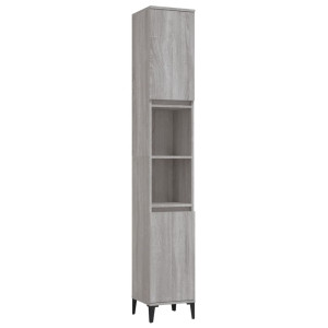 Armario de baño madera contrachapada gris Sonoma 30x30x190 cm H