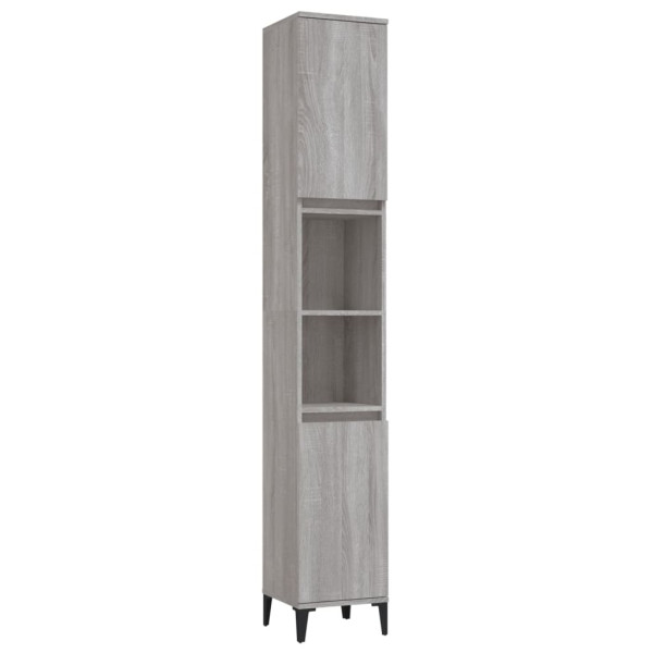 Armario de baño madera contrachapada gris Sonoma 30x30x190 cm M 2