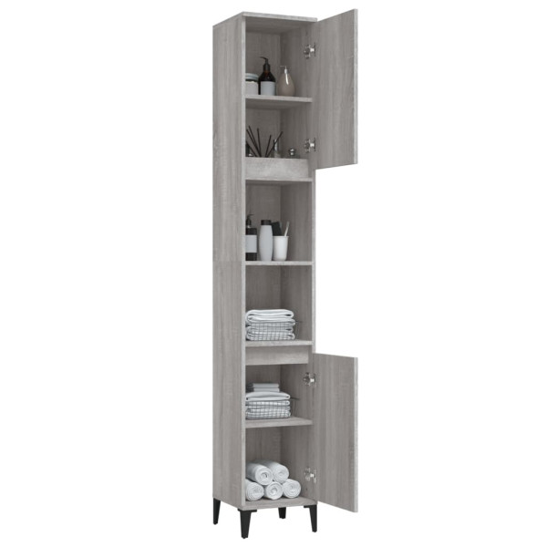 Armario de baño madera contrachapada gris Sonoma 30x30x190 cm M 4
