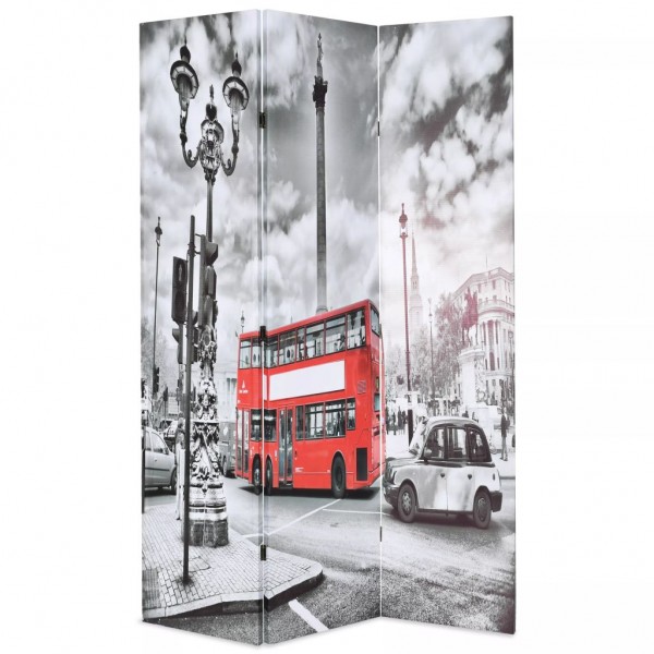 Biombo divisor plegable 120x170 cm bus Londres blanco y negro D