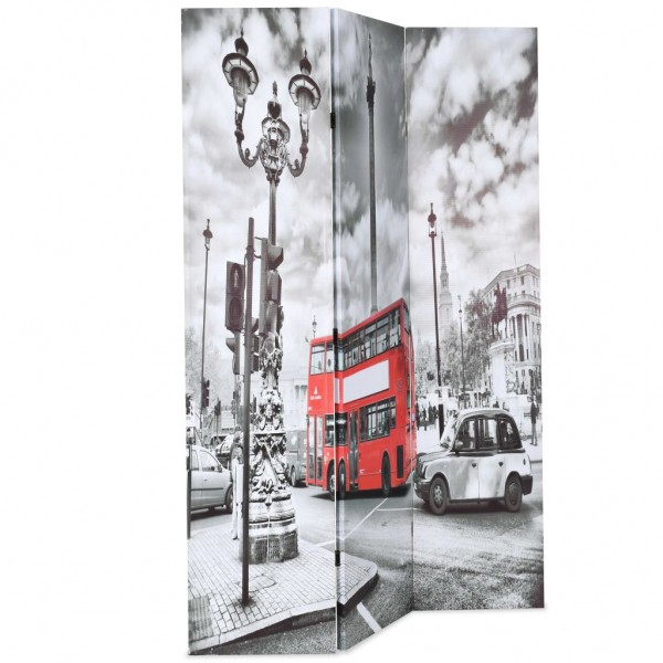 Biombo divisor plegable 120x170 cm bus Londres blanco y negro M 3
