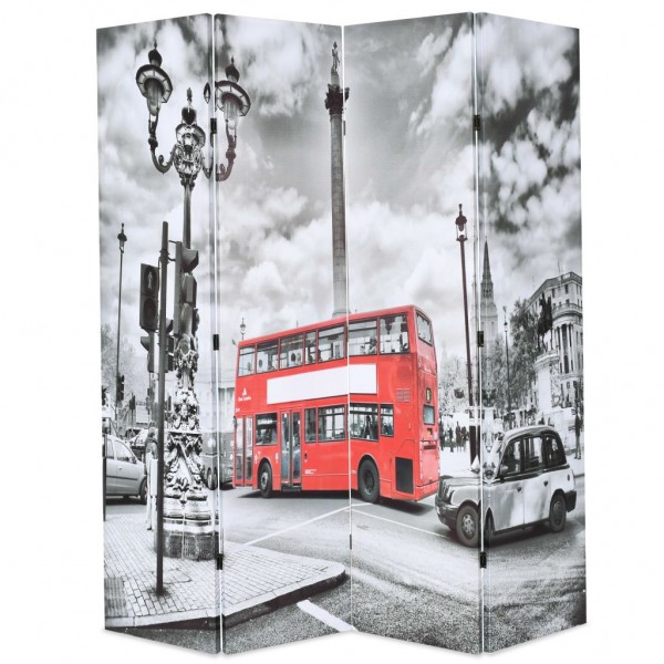 Biombo divisor plegable 160x170 cm bus Londres blanco y negro D
