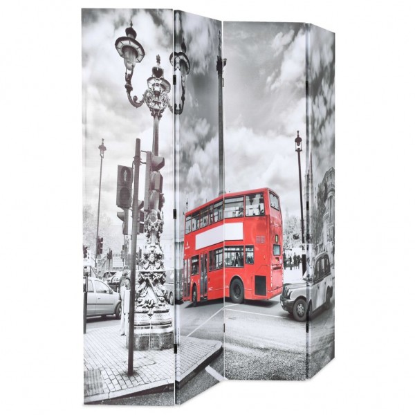 Biombo divisor plegable 160x170 cm bus Londres blanco y negro M 3