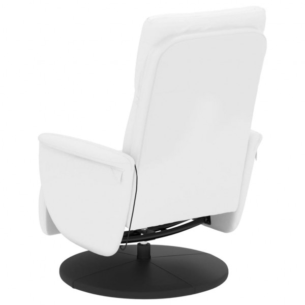 Sillón reclinable masaje con reposapiés cuero sintético blanco M 5