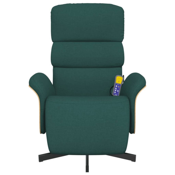 Sillón reclinable de masaje con reposapiés tela verde oscuro M 3