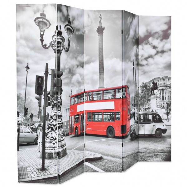 Biombo divisor plegable 200x170 cm bus Londres blanco y negro M 3