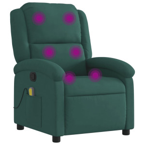 Sillón de masaje reclinable de terciopelo verde oscuro H